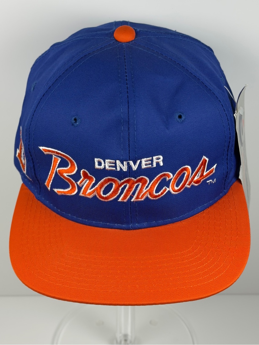 Vtg Denver Broncos Sports Specialties Snapback Hat 90s The Twill Script NWT Blue - Picture 2 of 12